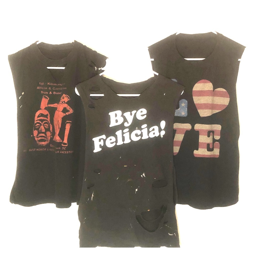 Bundle Deal! 3 Black Customaed Muscle Shirts